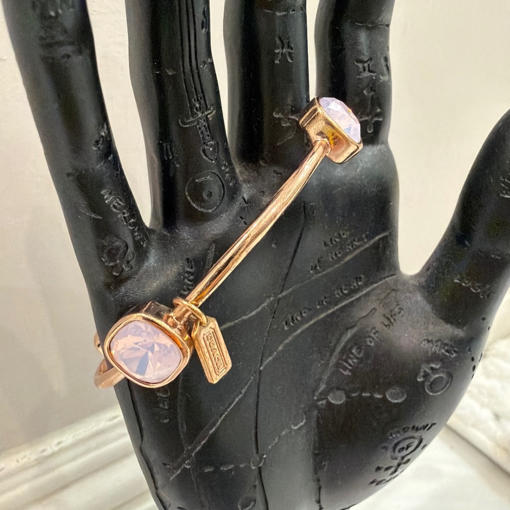 Coach EUC pink opalescent stones with rose gold bangle bracelet